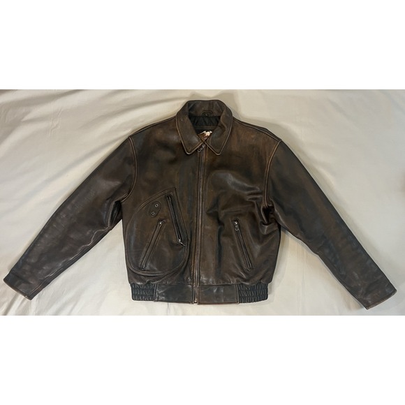 Vintage Harley Davidson Leather Motorcycle Jacket Distressed Coat‎ Brown L - Picture 2 of 16